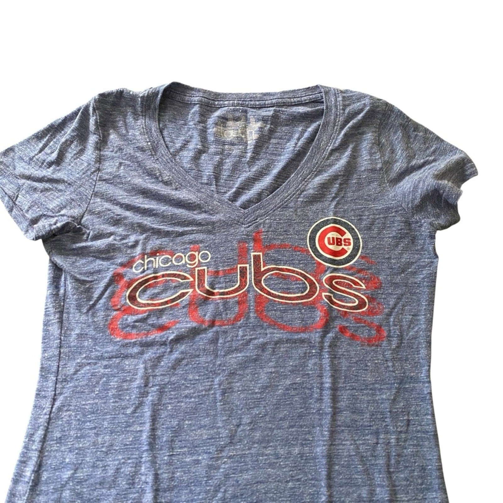 Chicago Cubs MLB Baseball Touch Alyssa Milano Women’s Blue Tee Small.