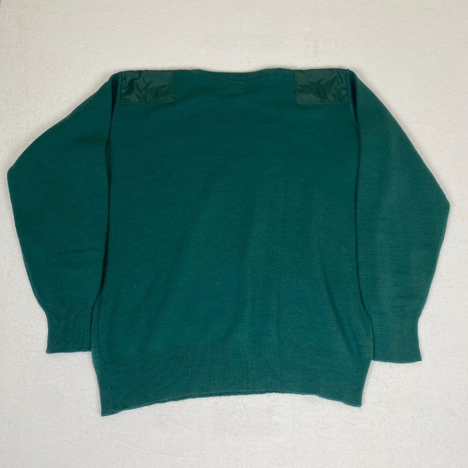 Vintage L.L. Bean Made in USA Hightrek Green Elbow Shoulder Patch Sweater