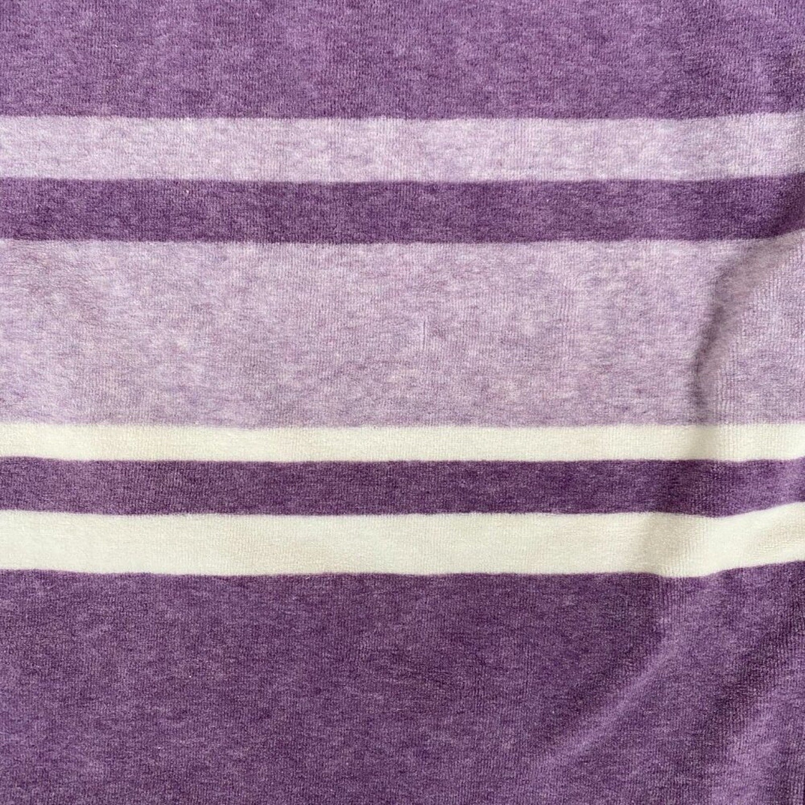 Vintage Alfred Dunner Velour Fleece Purple Striped 1/4 Zip Pullover Sweater