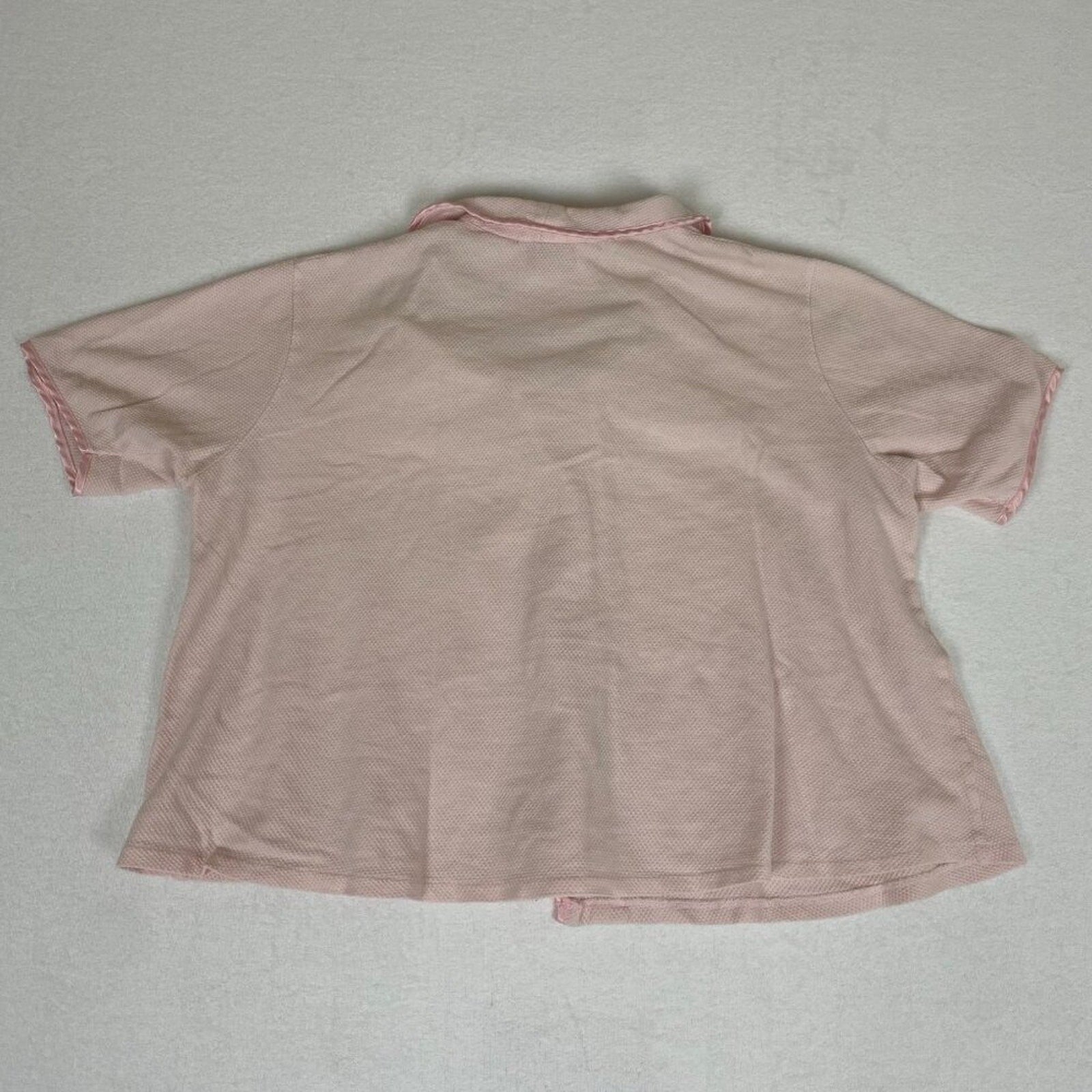 Vintage Victoria's Secret Smooth Satin Detail Night Crop Pale Pink Button Shirt