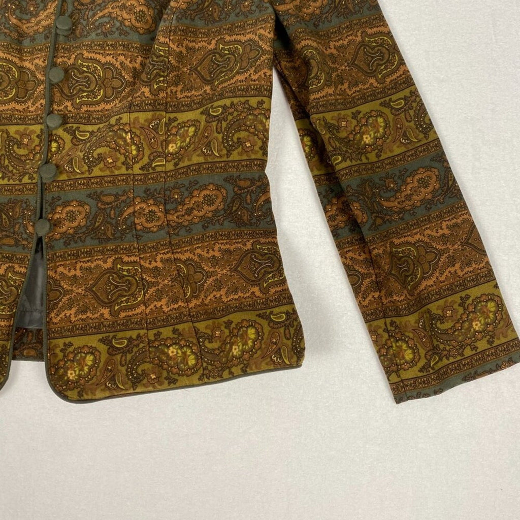 Vintage Koret Paisley Brown Burnt Orange Button Up Jacket Coat