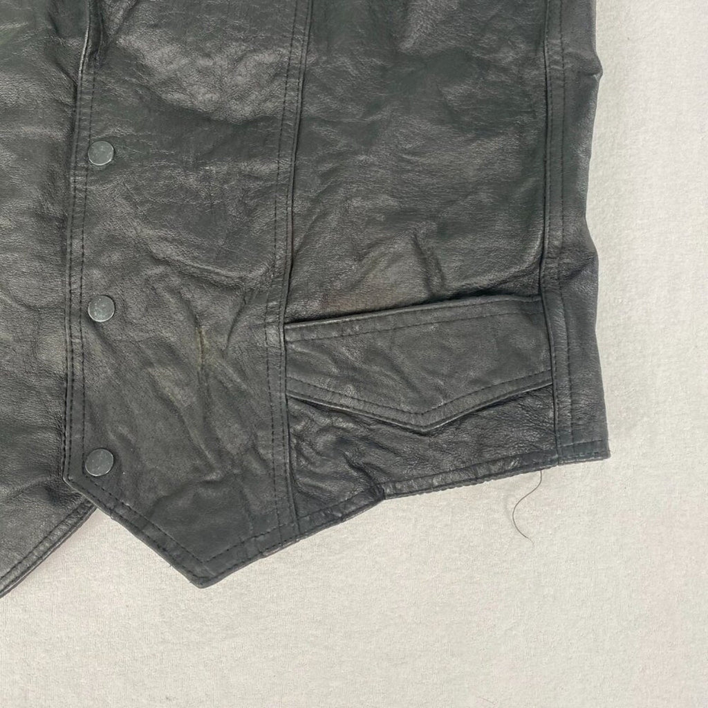 Genuine Leather Motorcycle Cowboy Black Vest Size 48