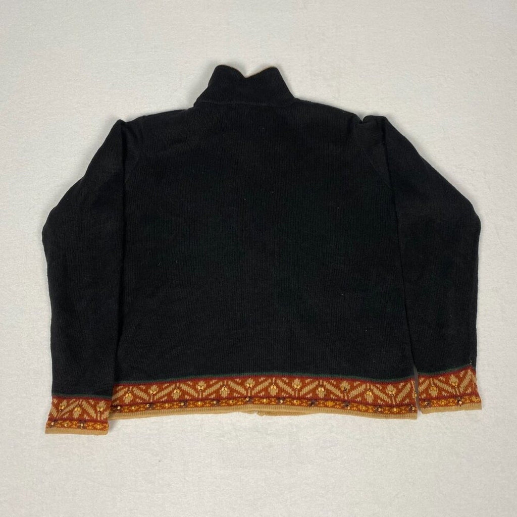 Arriviste Ramie Cotton Safari Animals Palm Knit Beaded Embroidered Sweater