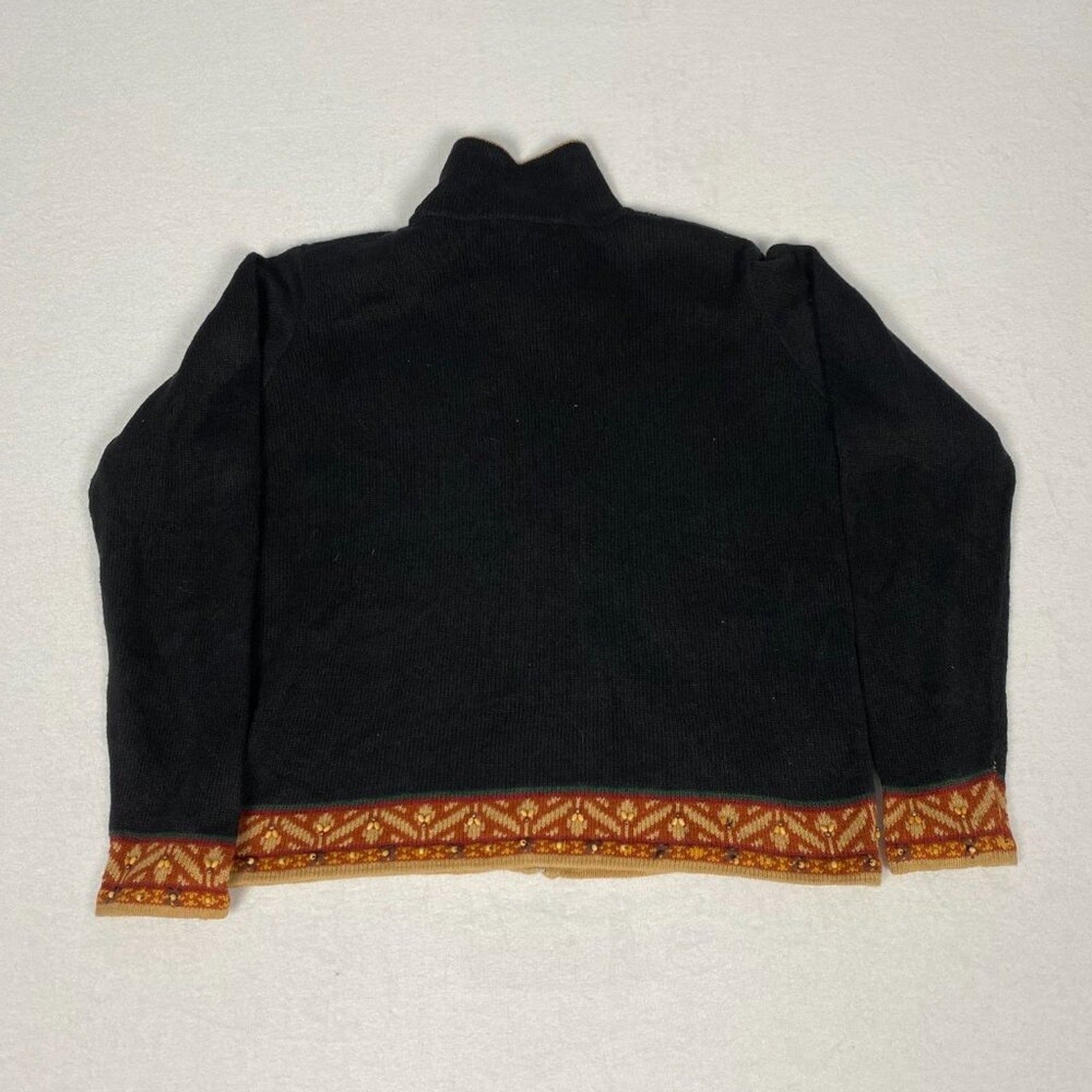 Arriviste Ramie Cotton Safari Animals Palm Knit Beaded Embroidered Sweater