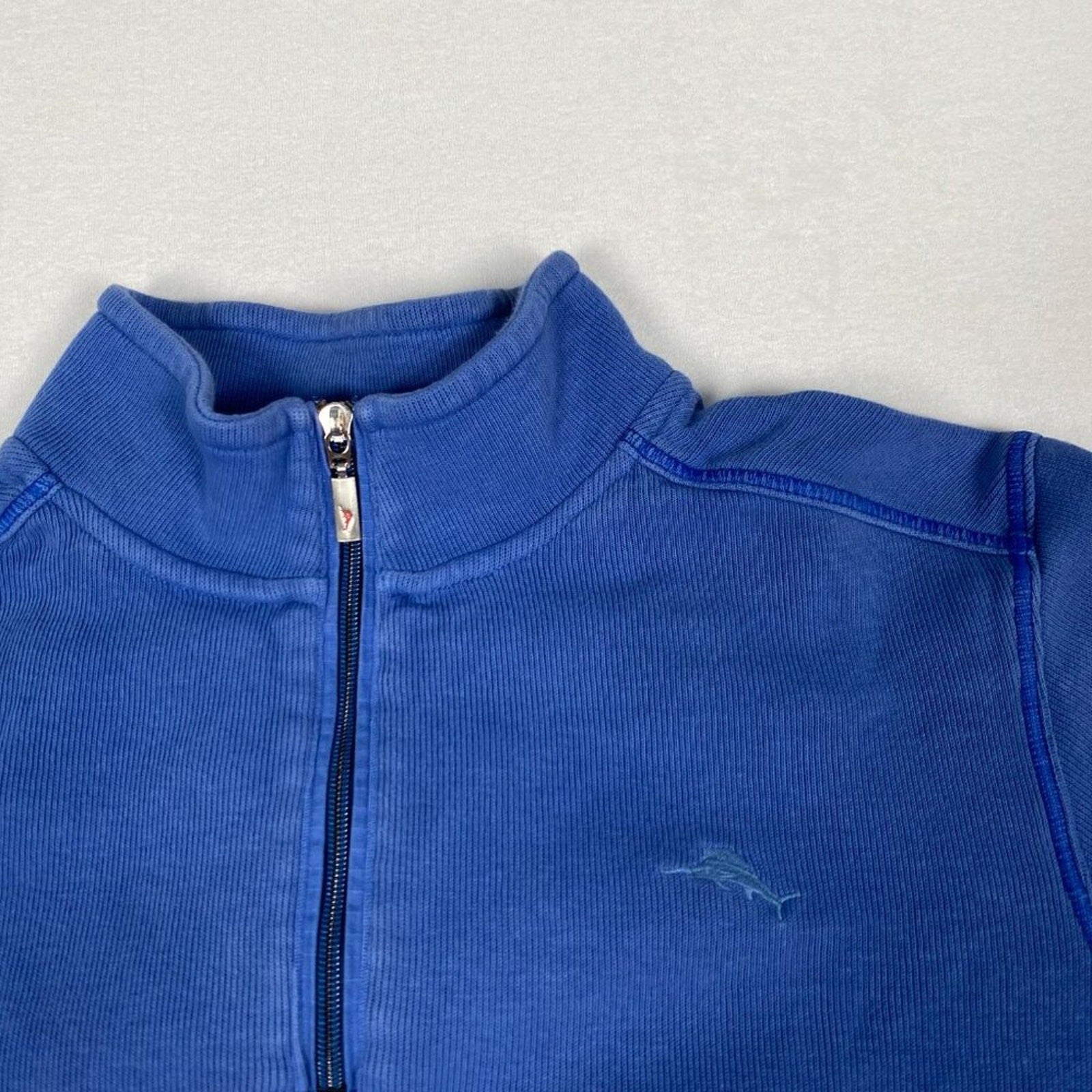 Tommy Bahama Royal Blue Cotton 1/4 Zip Pullover Sweater Size Large