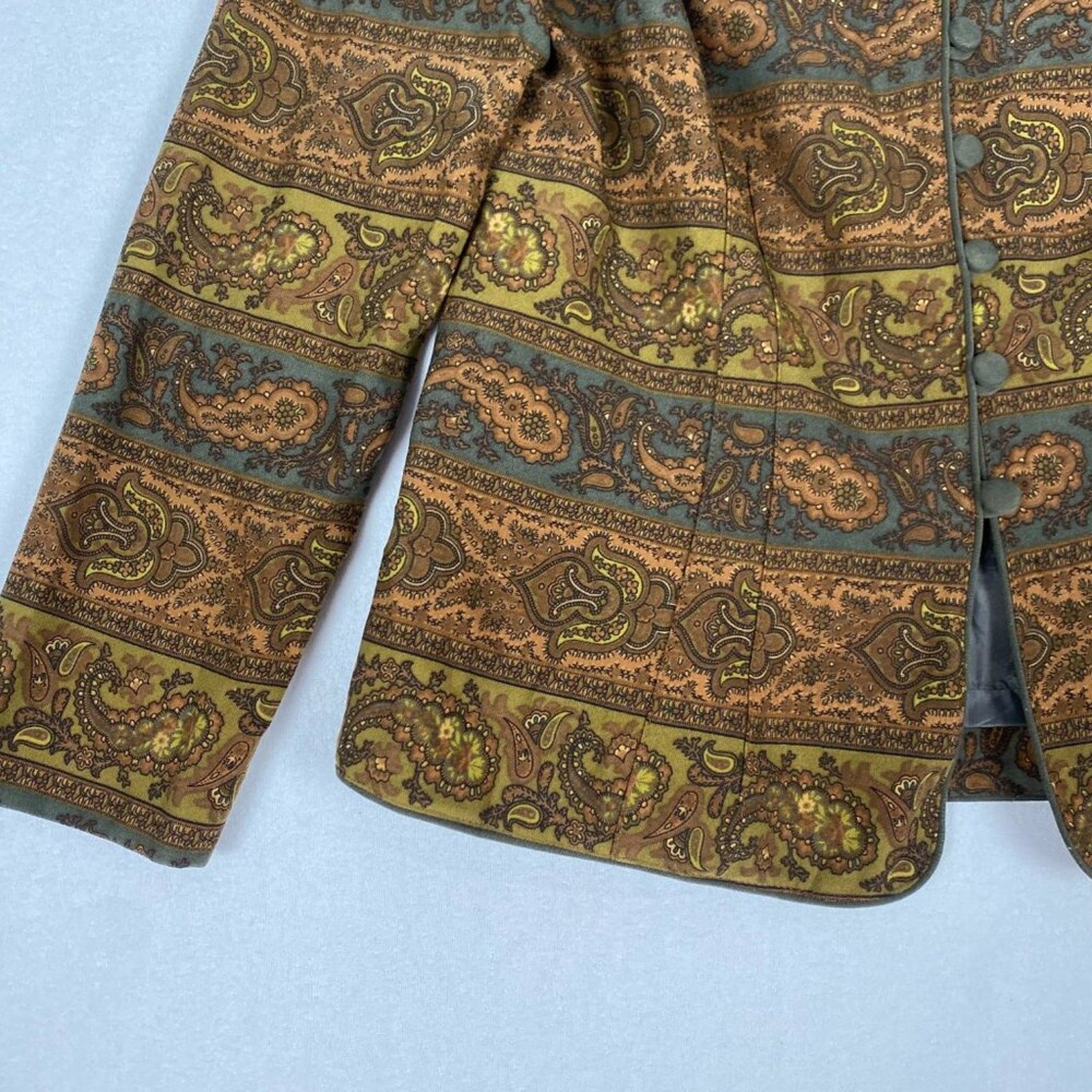 Vintage Koret Paisley Brown Burnt Orange Button Up Jacket Coat