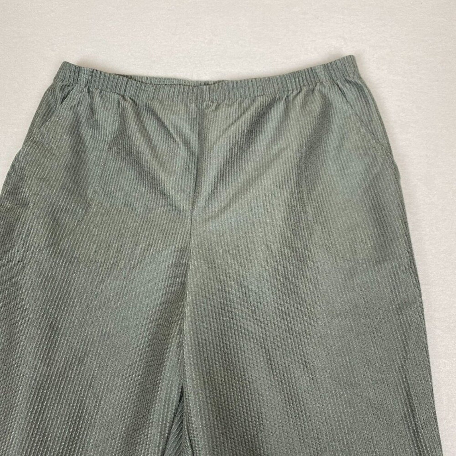 Vintage Blair Corduroy Style Light Green Grey Stretch Shimmer Side Pocket Pants