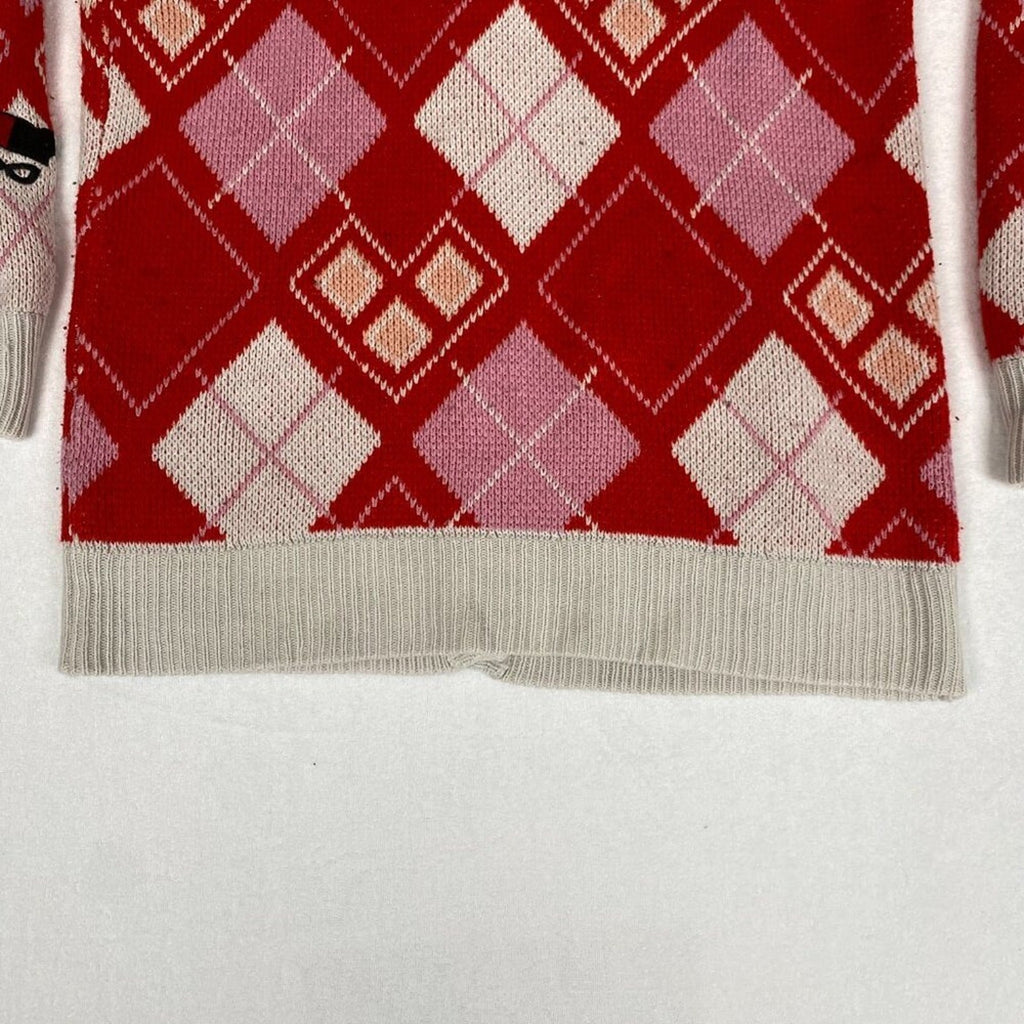 Harley Quinn DC Comics Batman Red Pink Plaid Button Down Patch Cardigan Small