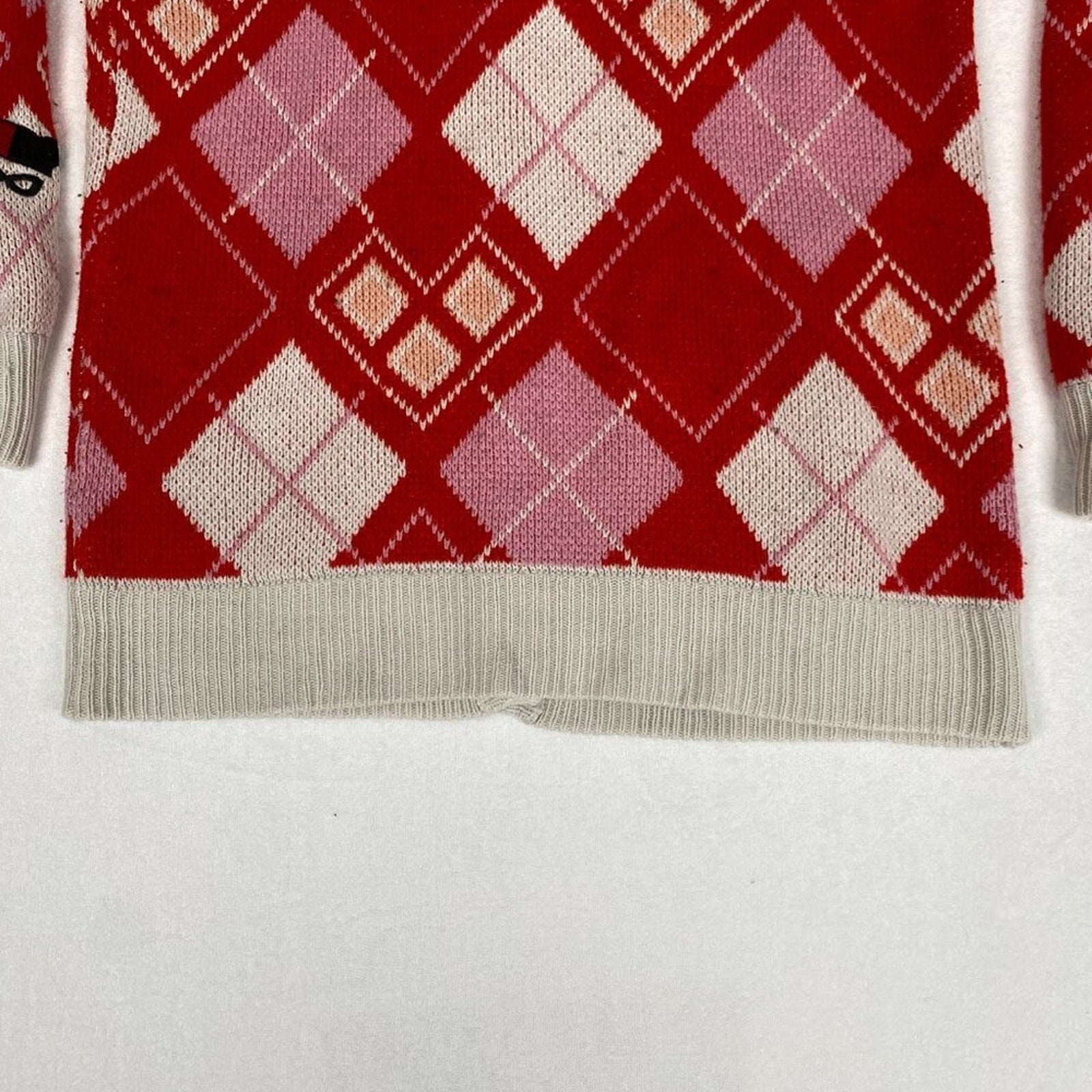 Harley Quinn DC Comics Batman Red Pink Plaid Button Down Patch Cardigan Small