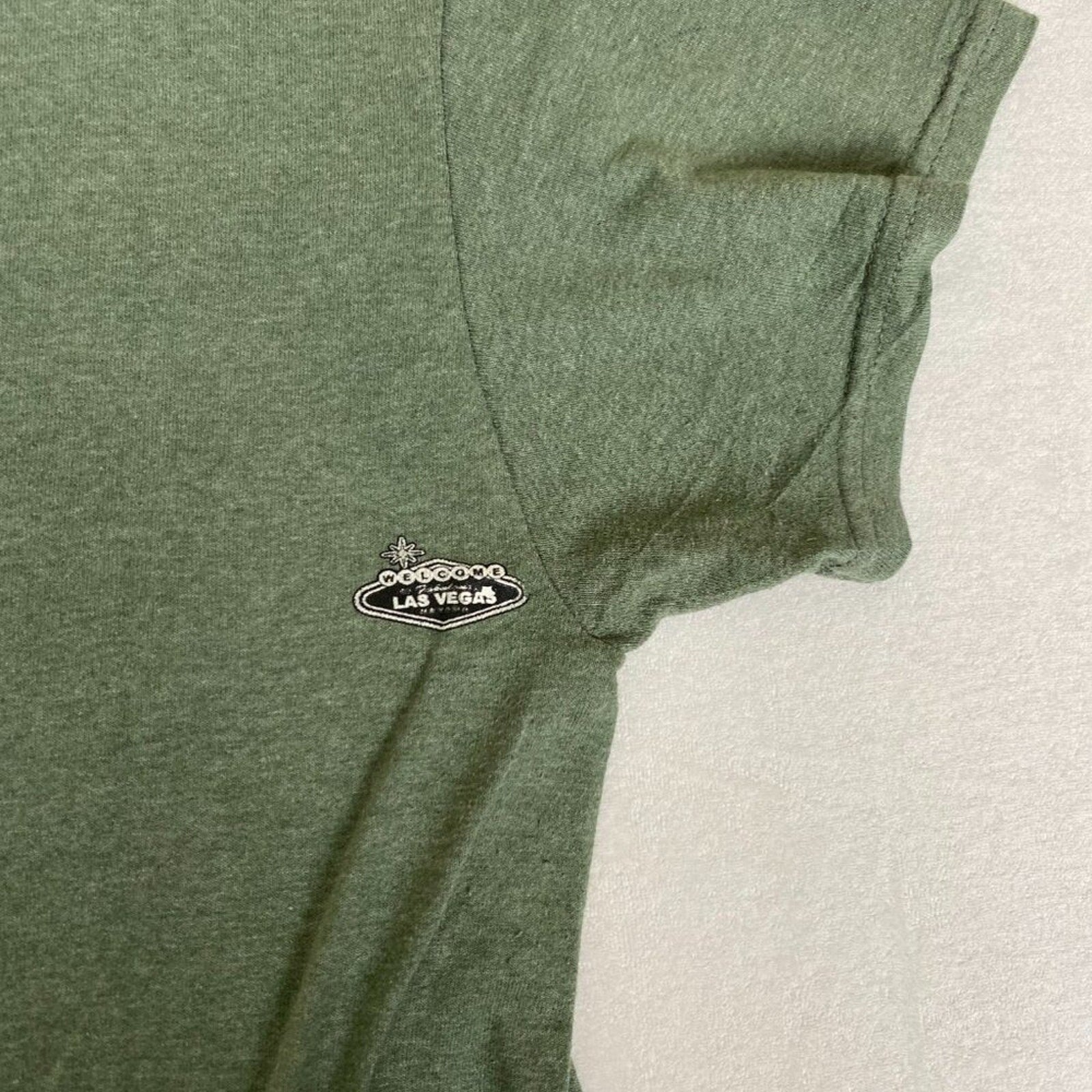 Las Vegas Nevada Spellout USA Flag Graphic Green Women's Tee Size Medium