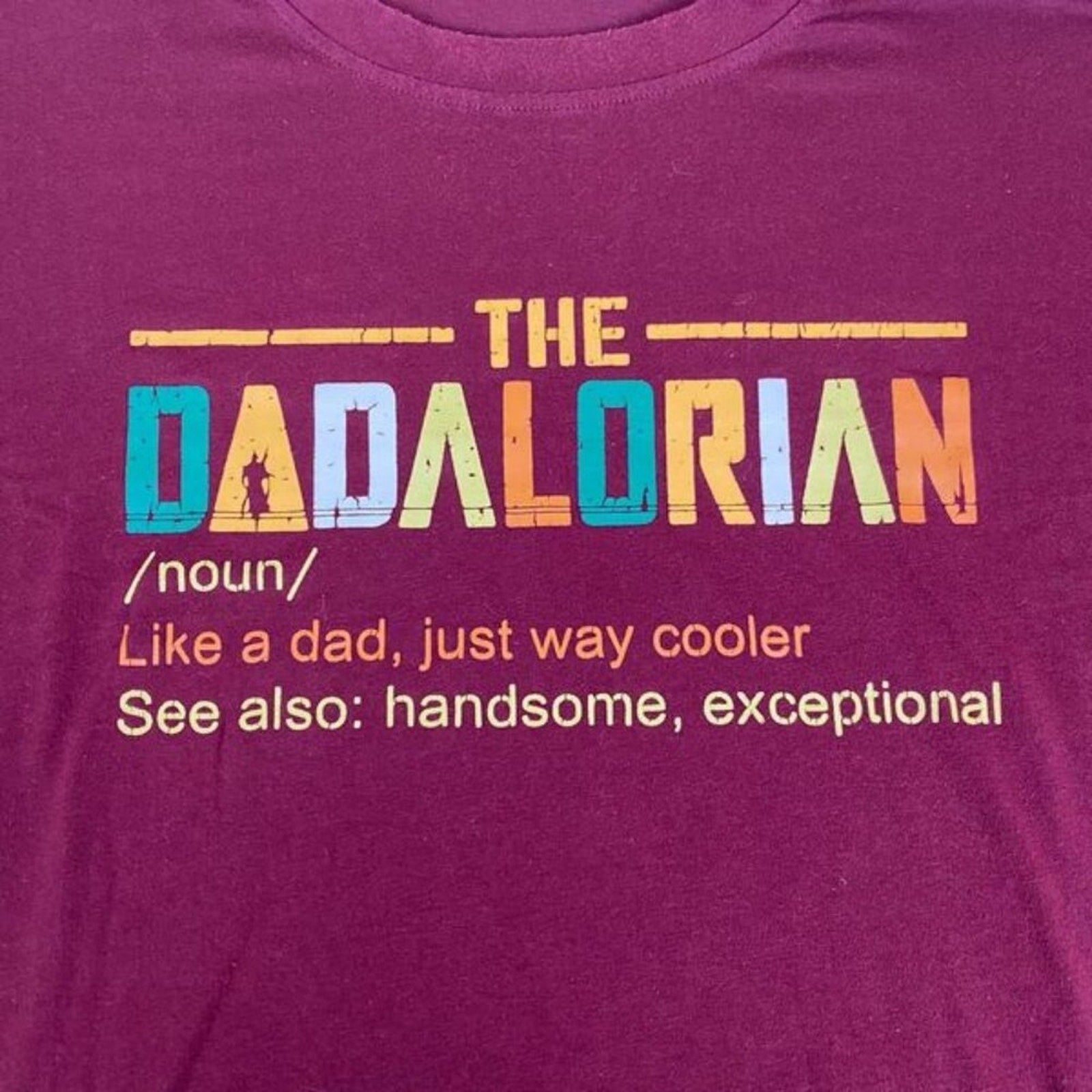 The Dadalorian Mandalorian Star Wars Funny Dad Definition Cotton Blend Red Tee