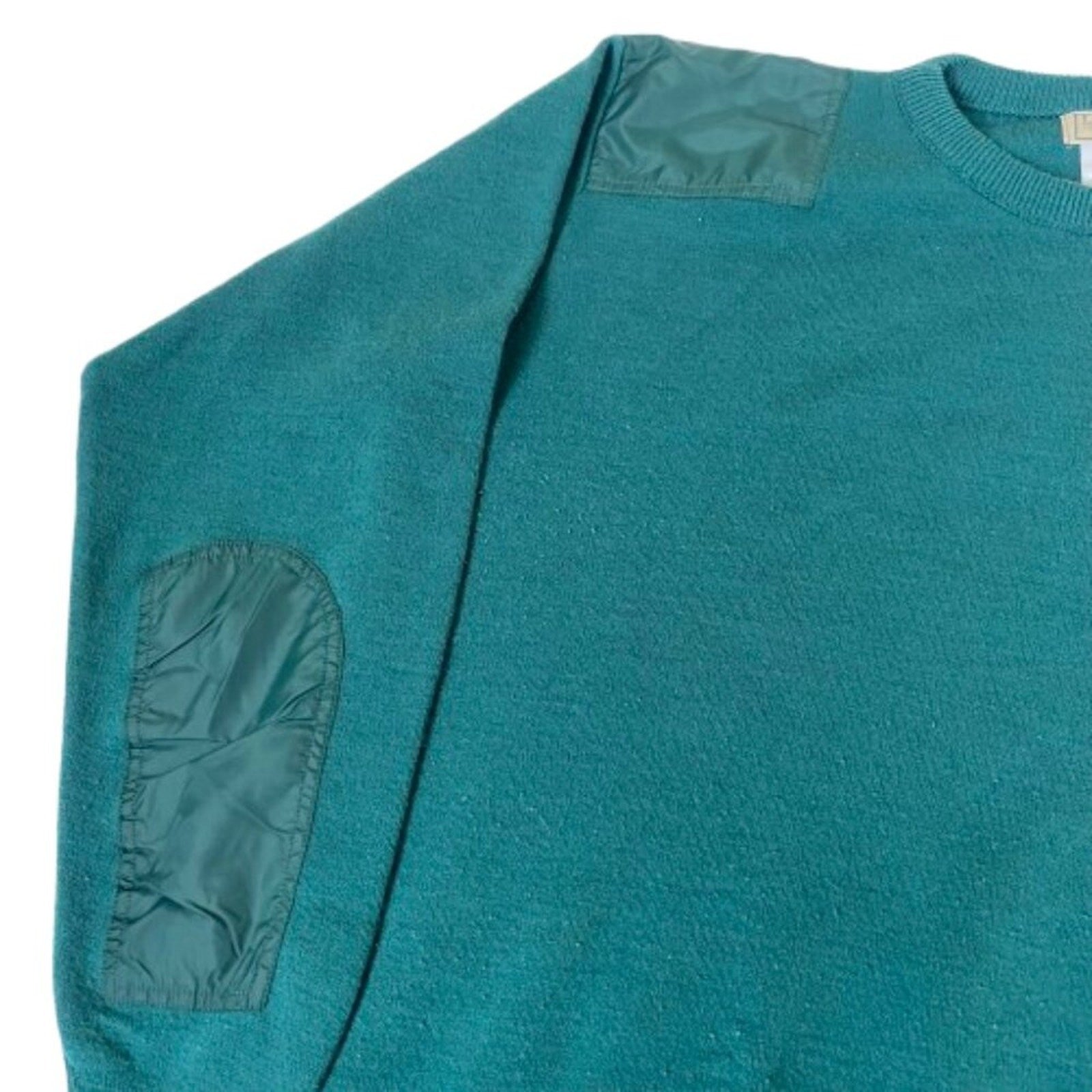 Vintage L.L. Bean Made in USA Hightrek Green Elbow Shoulder Patch Sweater