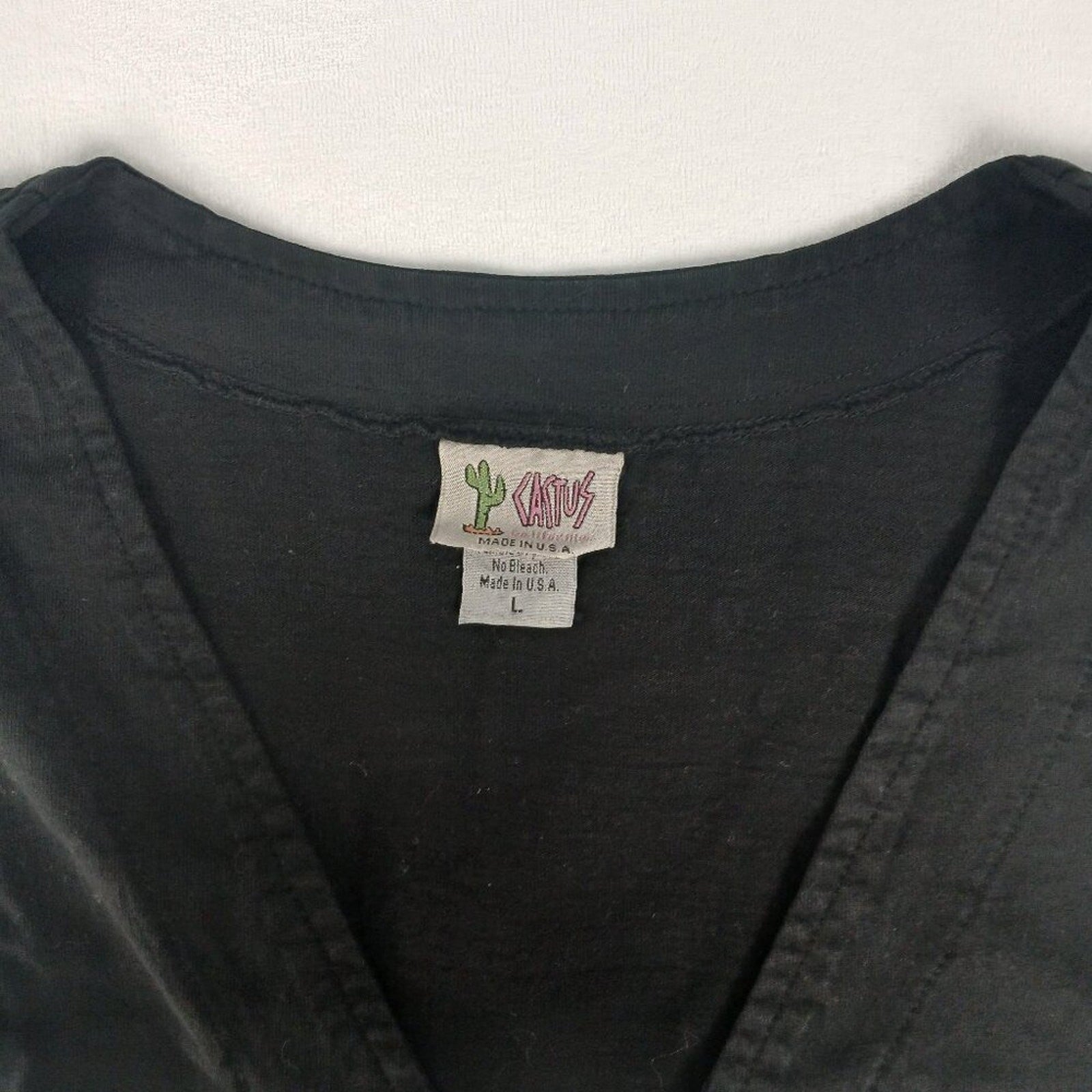 Vintage Made in USA Cactus Fish Starfish Ocean Sleeveless Button Up Black Vest