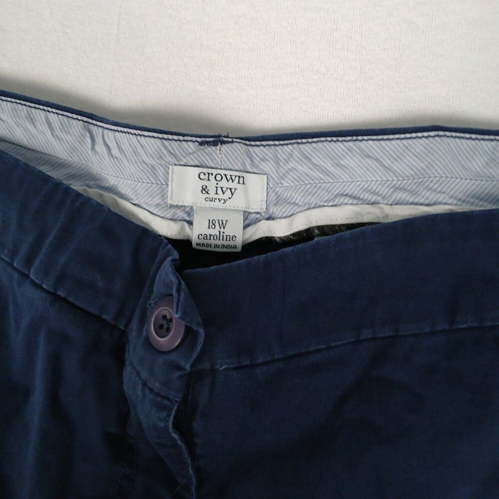 Crown & Ivy Curvy Caroline Cotton Navy Blue Shorts Size 18W