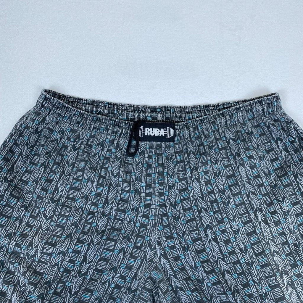 Vintage 80s Ruba Baggy Workout Elastic Waist Blue Geometric Allover Pants