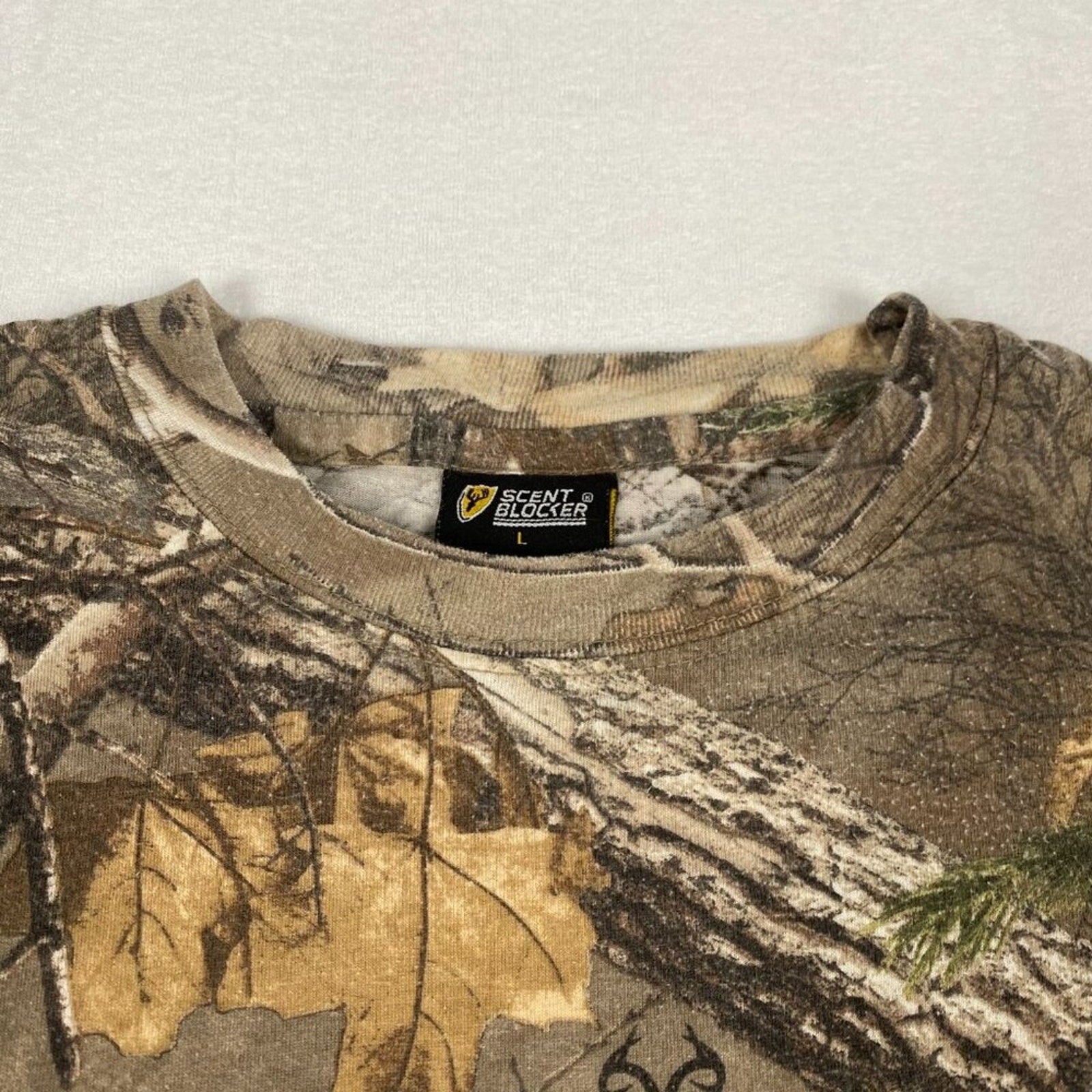 Realtree Scent Blocker Green Brown Camo Tee Size Large