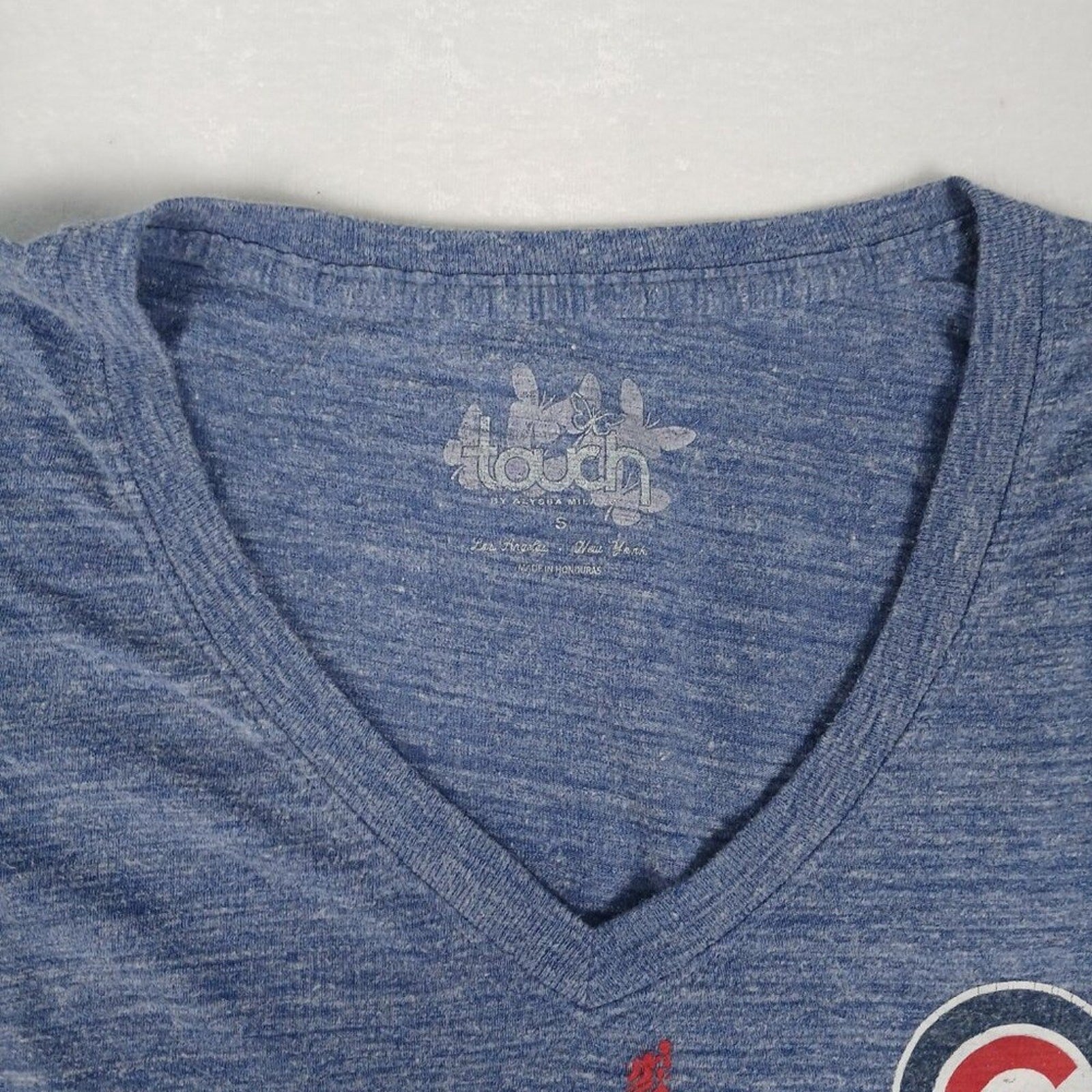 Chicago Cubs MLB Baseball Touch Alyssa Milano Women’s Blue Tee Small.