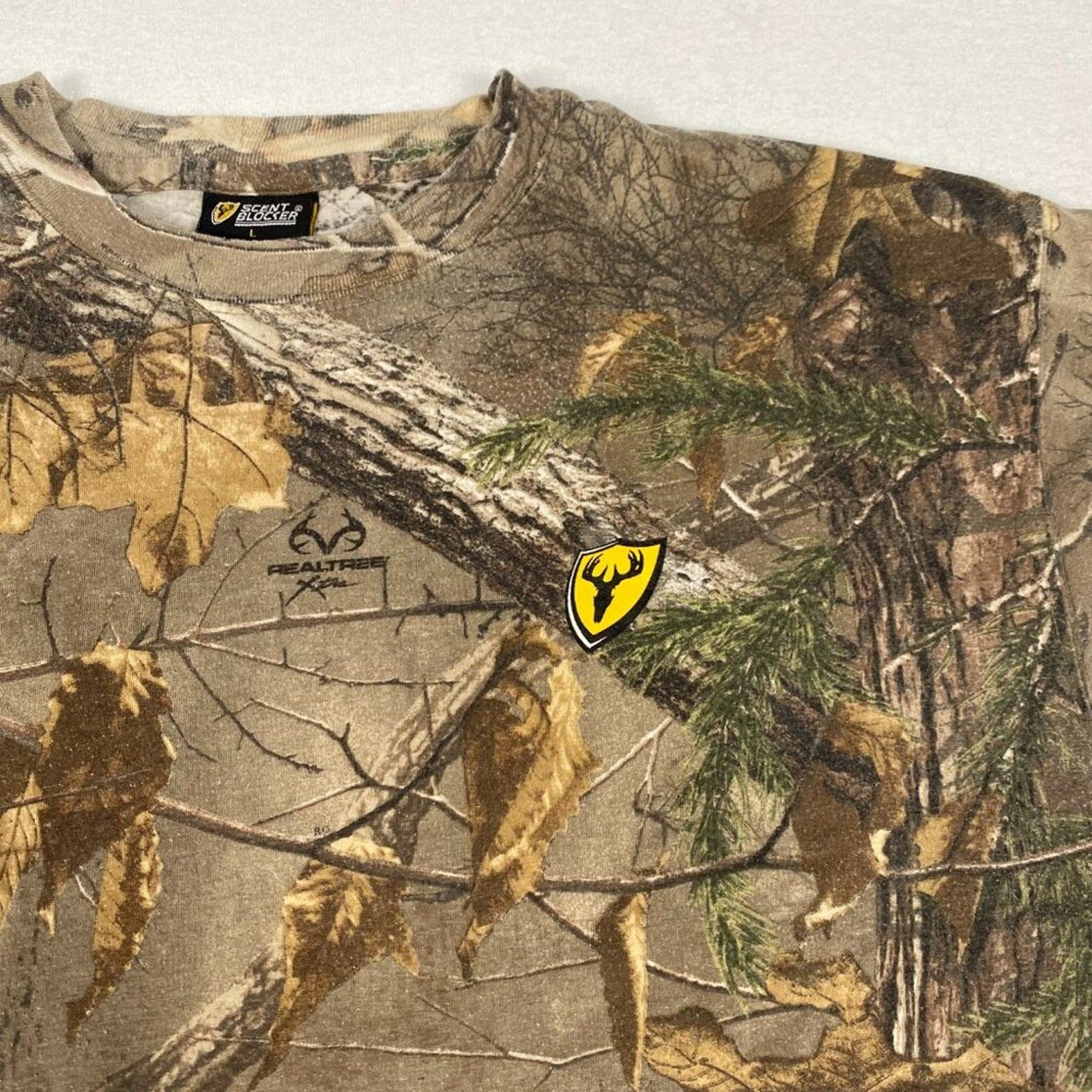 Realtree Scent Blocker Green Brown Camo Tee Size Large