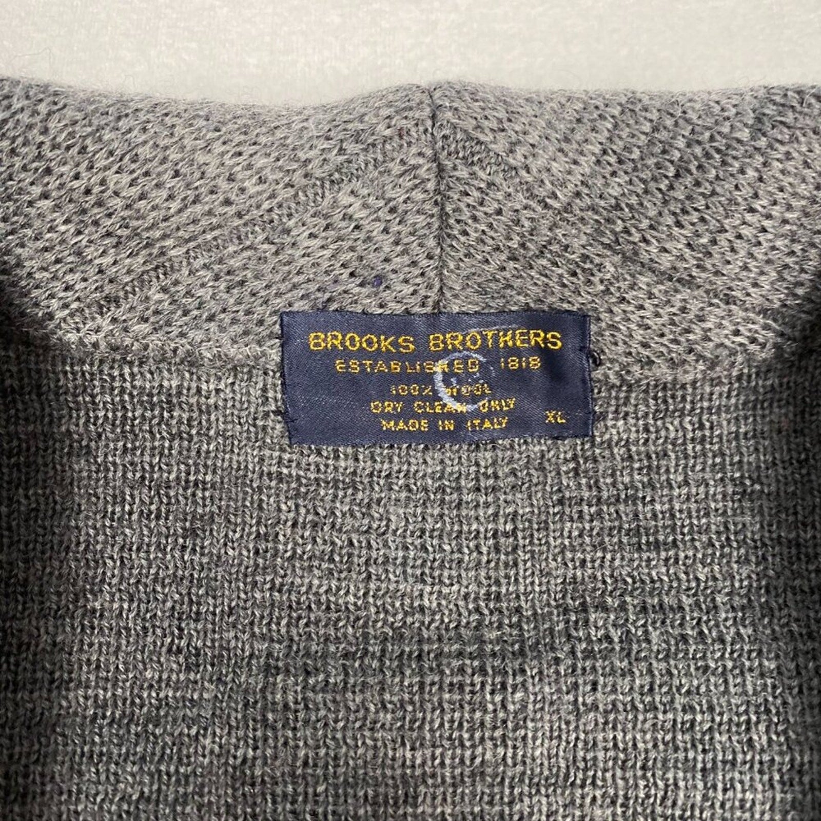 Vintage Brooks Brothers Wool Made in Italy Grey Knit Cardigan Jacket Coat XL