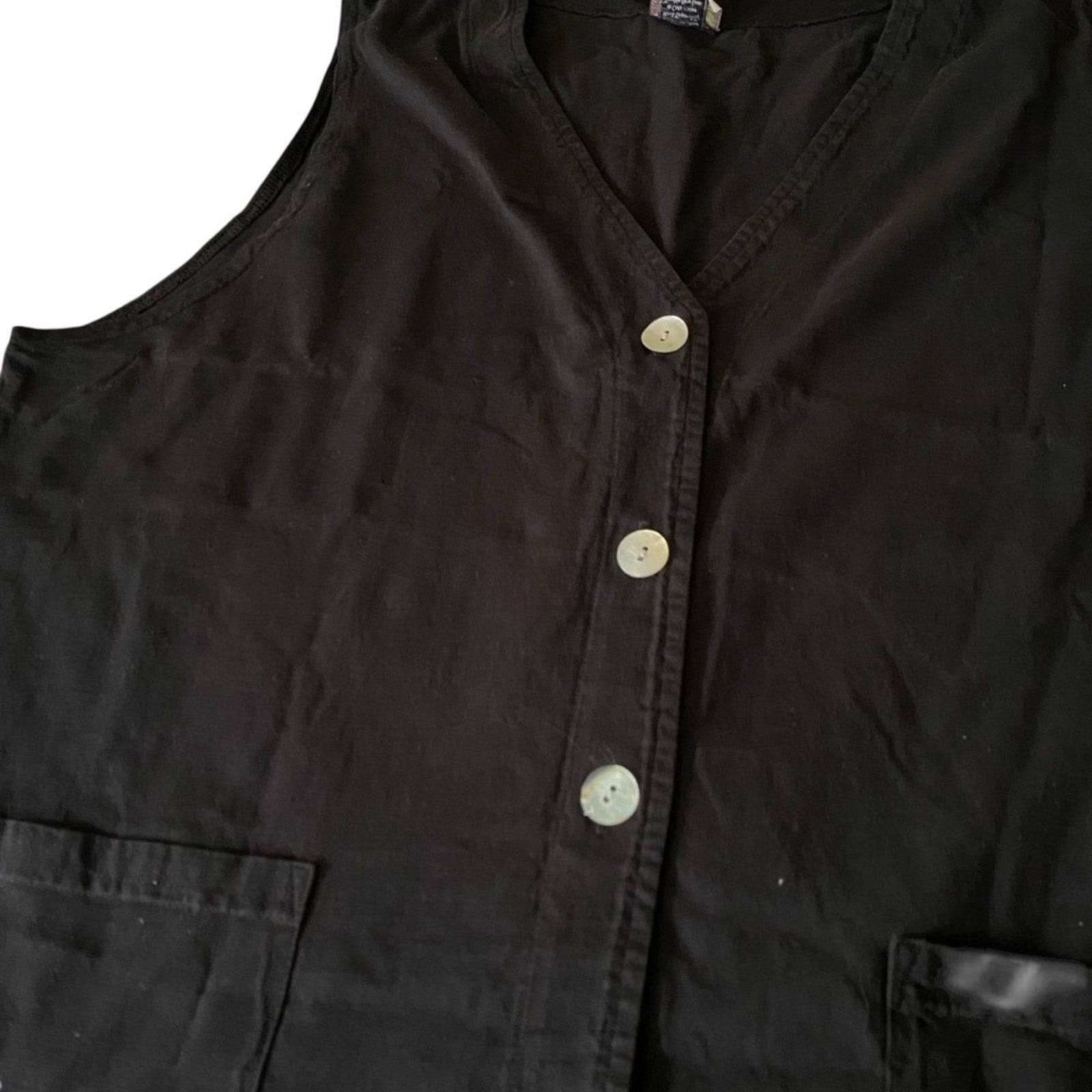 Vintage Made in USA Cactus Fish Starfish Ocean Sleeveless Button Up Black Vest