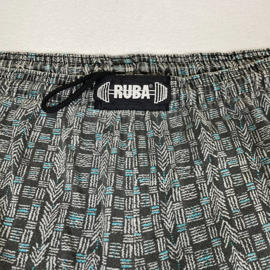 Vintage 80s Ruba Baggy Workout Elastic Waist Blue Geometric Allover Pants