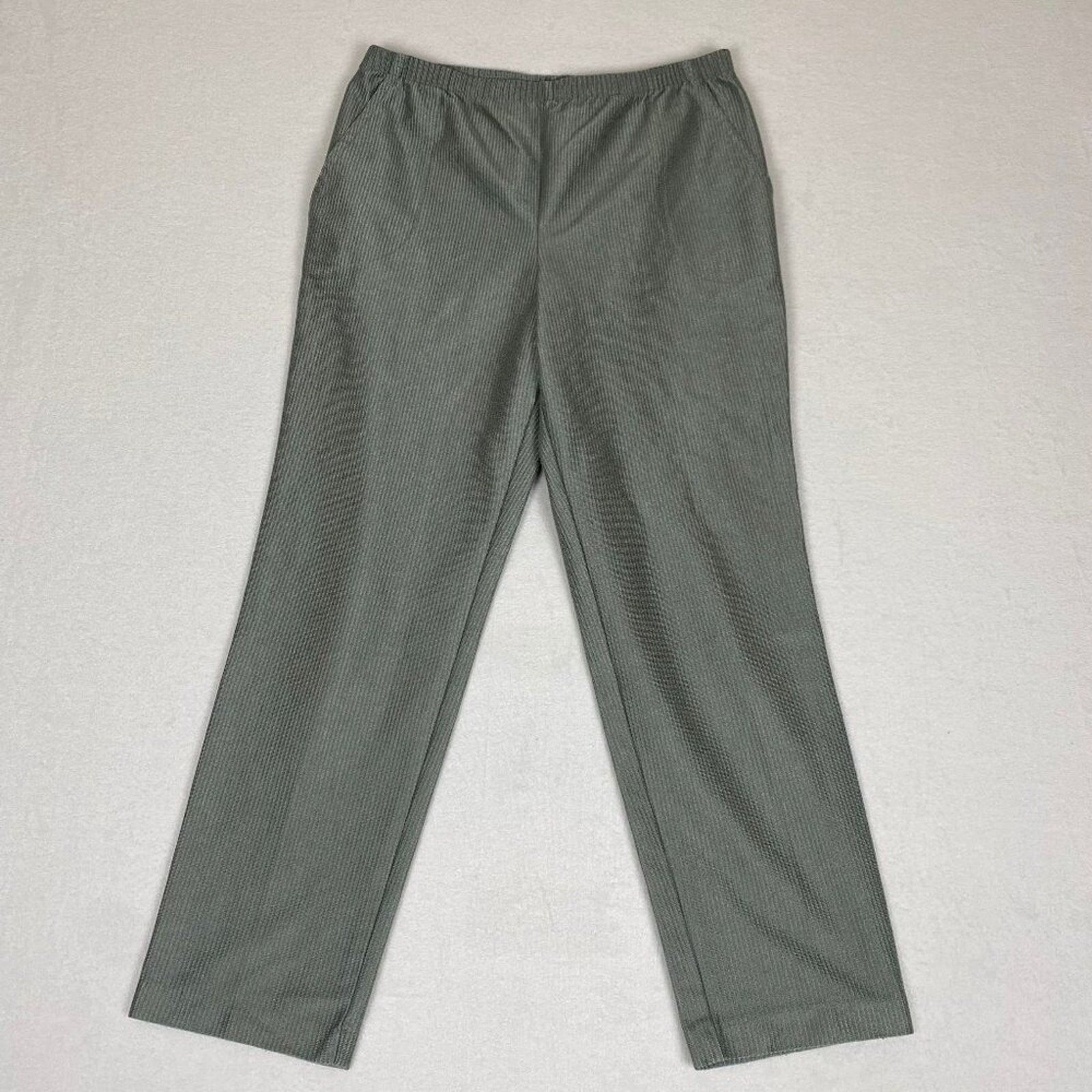 Vintage Blair Corduroy Style Light Green Grey Stretch Shimmer Side Pocket Pants