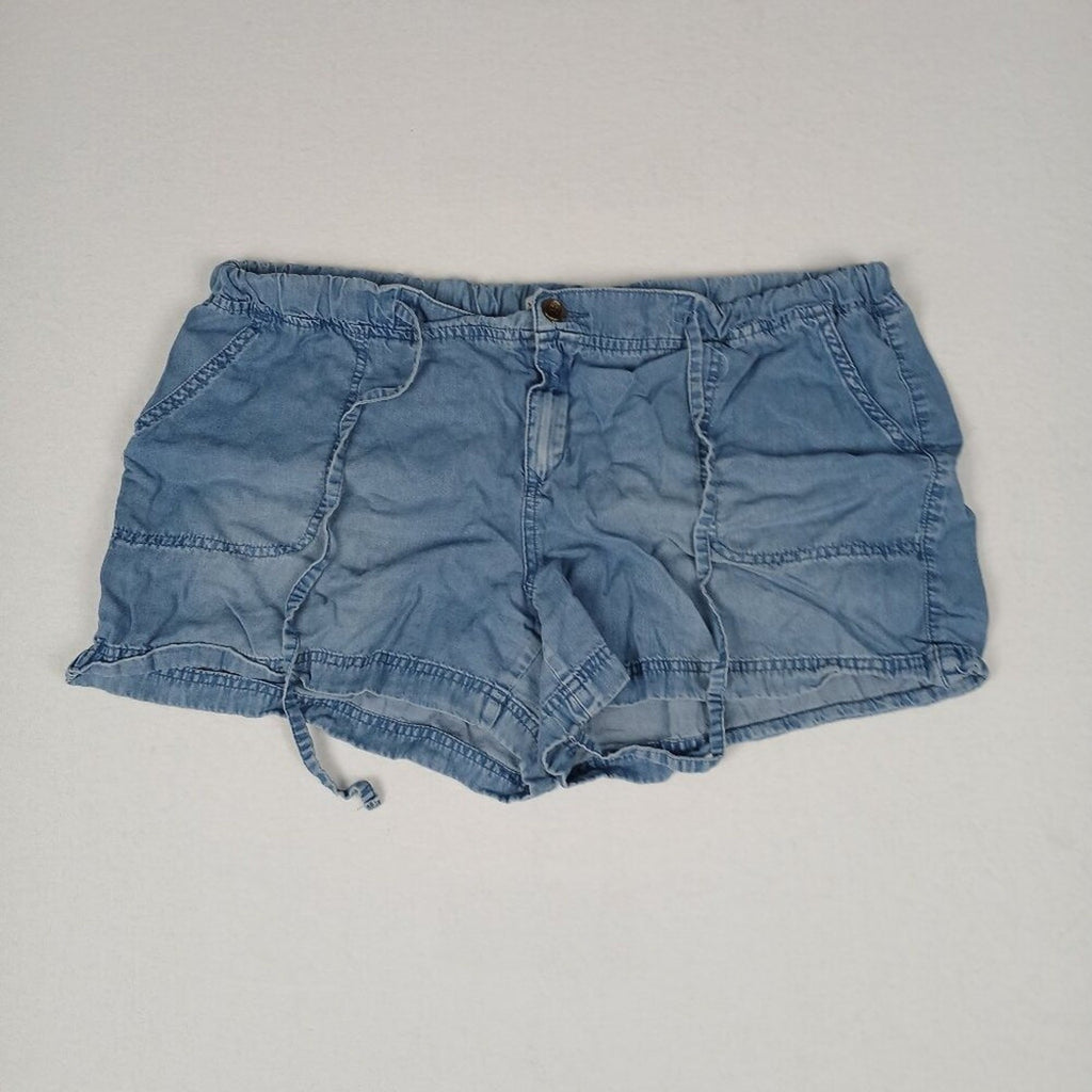 Merona Women’s Lightweight Denim Style Drawstring Blue Jeans Shorts XXL