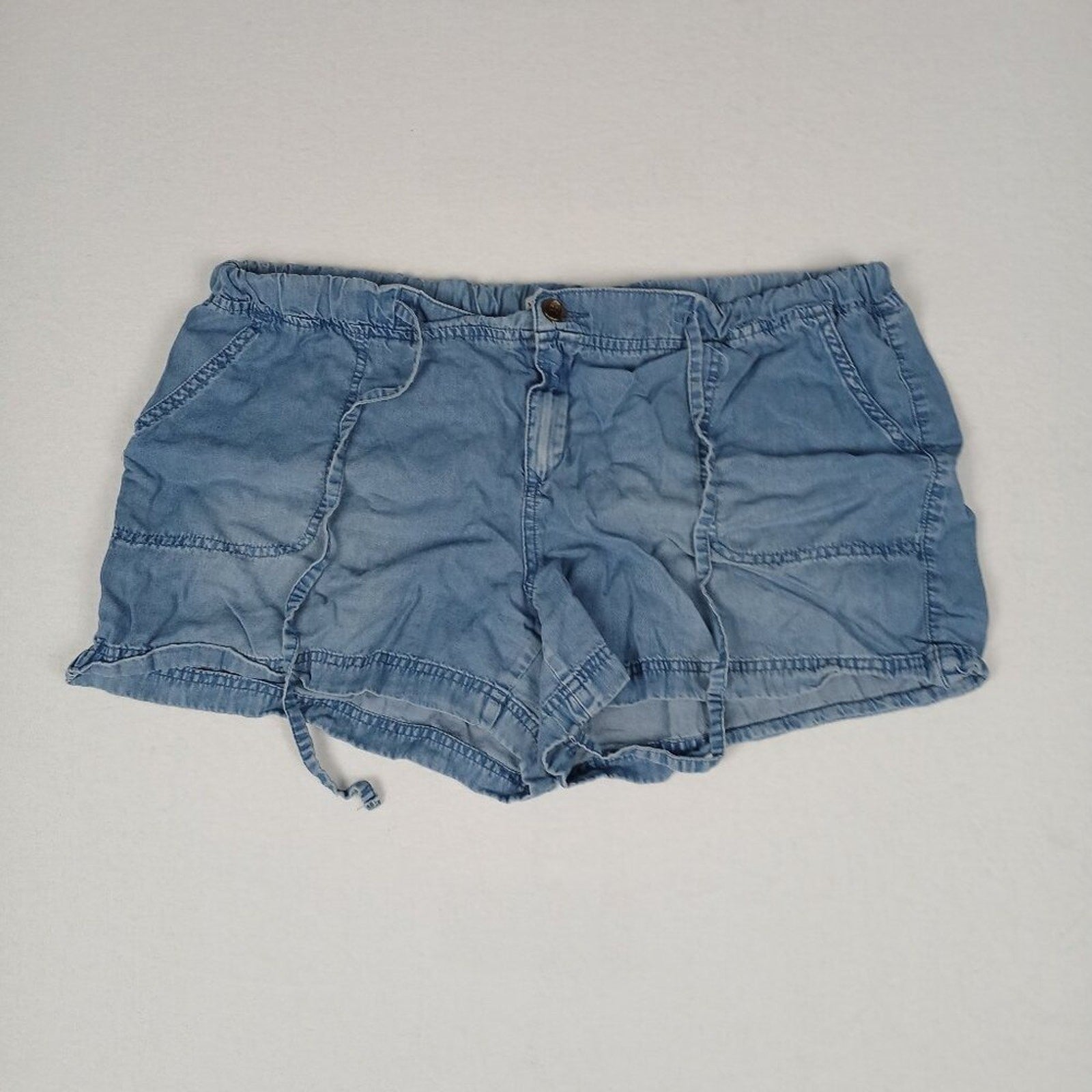 Merona Women’s Lightweight Denim Style Drawstring Blue Jeans Shorts XXL