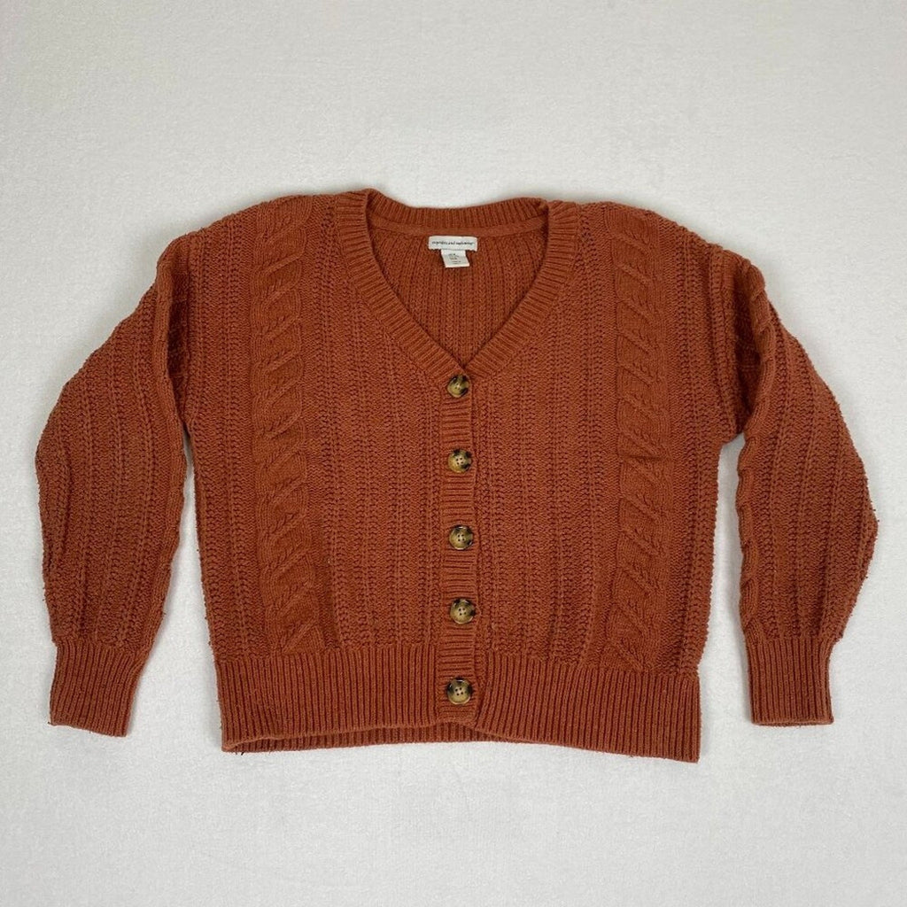 Cupcake and Cashmere Cable Knit Button Women's Cardigan Sweater Medium
