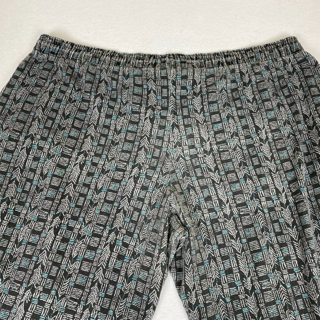 Vintage 80s Ruba Baggy Workout Elastic Waist Blue Geometric Allover Pants