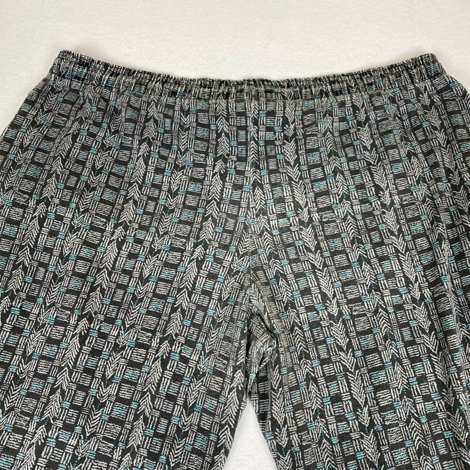 Vintage 80s Ruba Baggy Workout Elastic Waist Blue Geometric Allover Pants