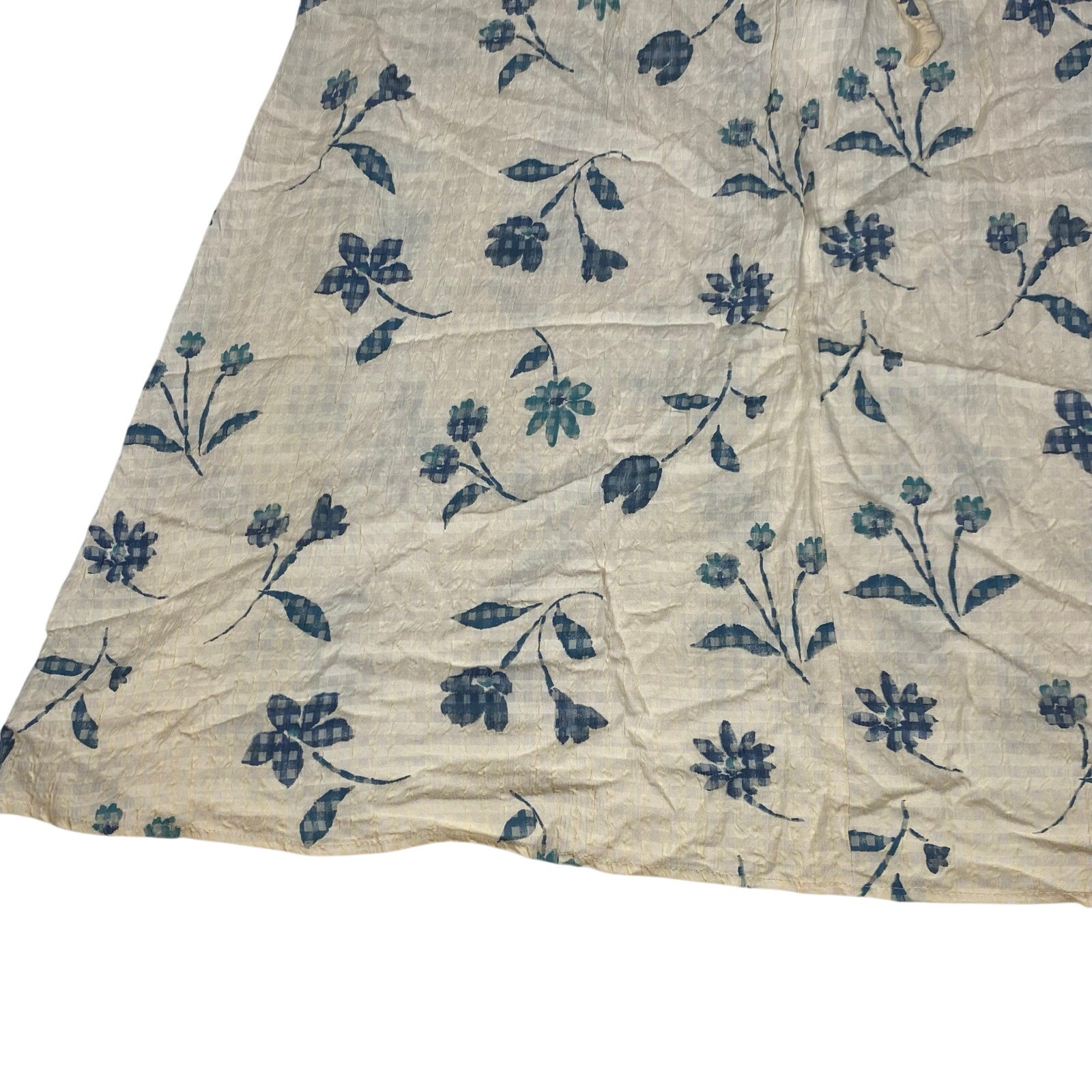 Vintage Made in USA Forewarned Denim Style Chambray Blue Cotton Floral Dress