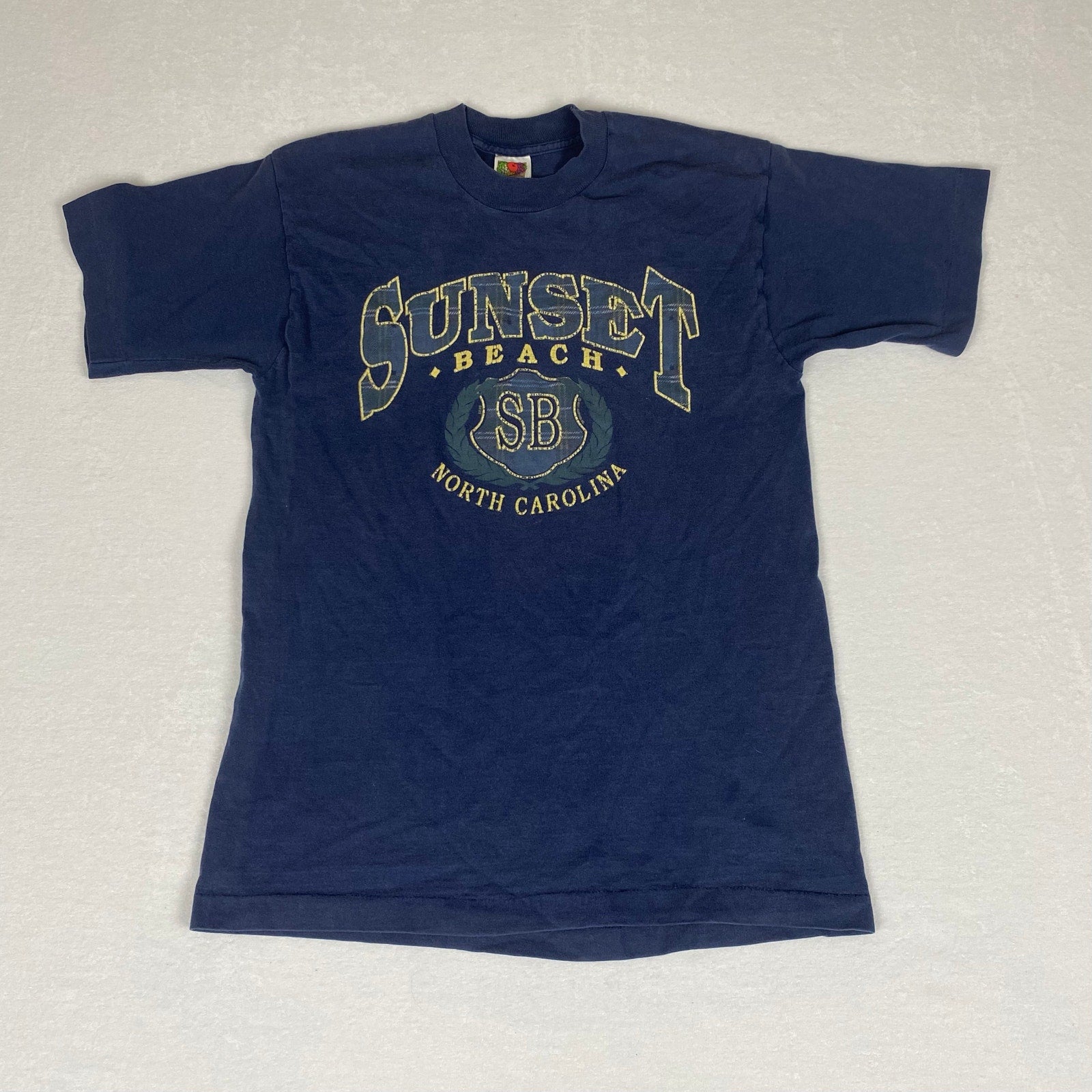 Vintage Single Stitch Sunset Beach North Carolina Navy Blue Cotton Tee