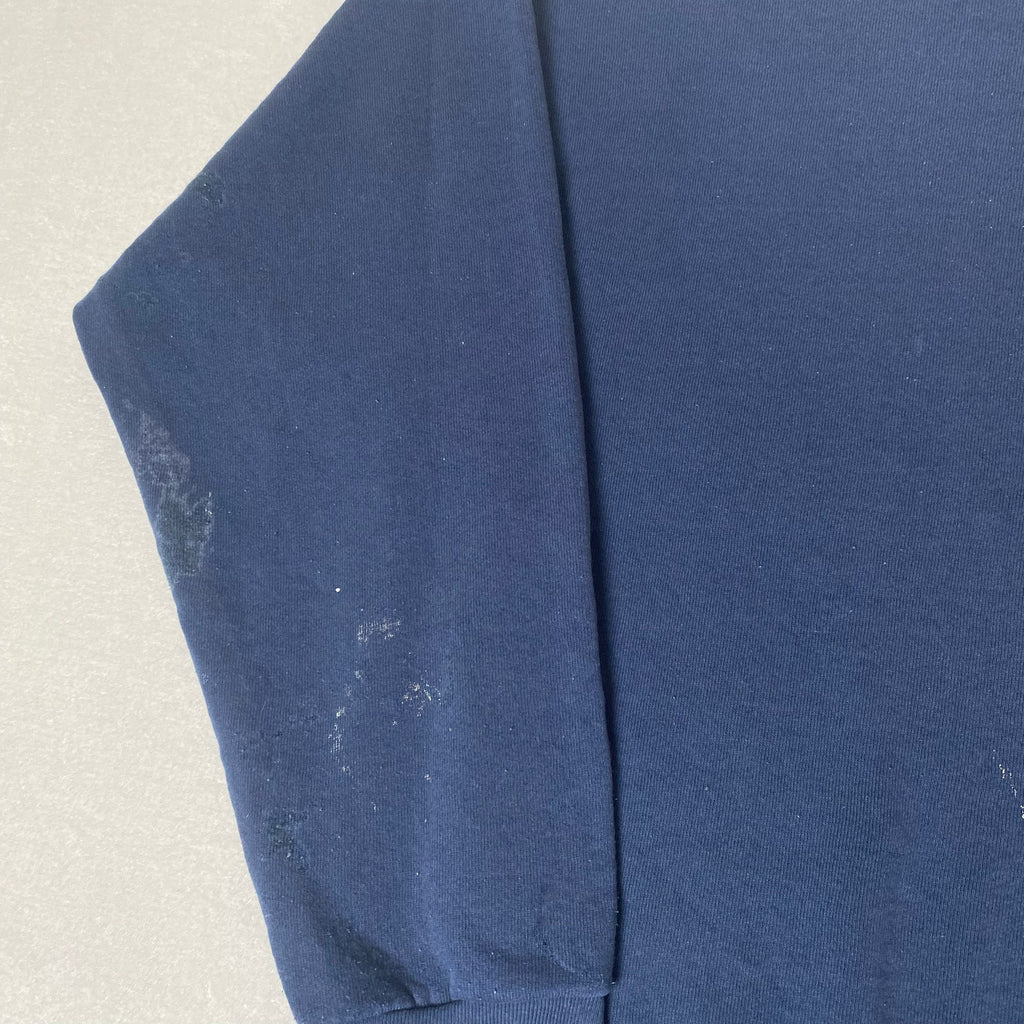 Vintage Made in USA Silver Pond Maine Paint Splatter Distressed Blue Sweatshirt
