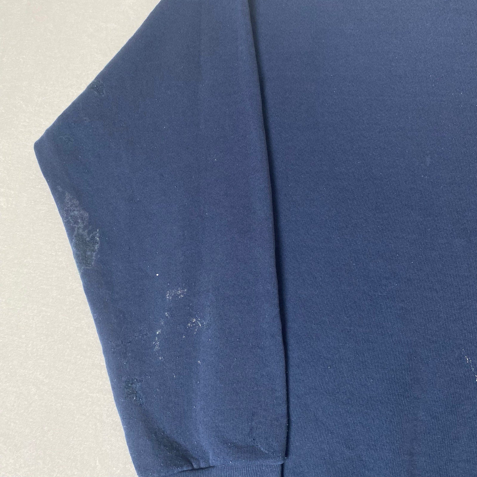 Vintage Made in USA Silver Pond Maine Paint Splatter Distressed Blue Sweatshirt