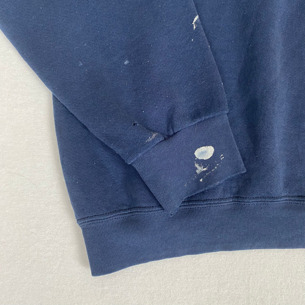 Vintage Made in USA Silver Pond Maine Paint Splatter Distressed Blue Sweatshirt