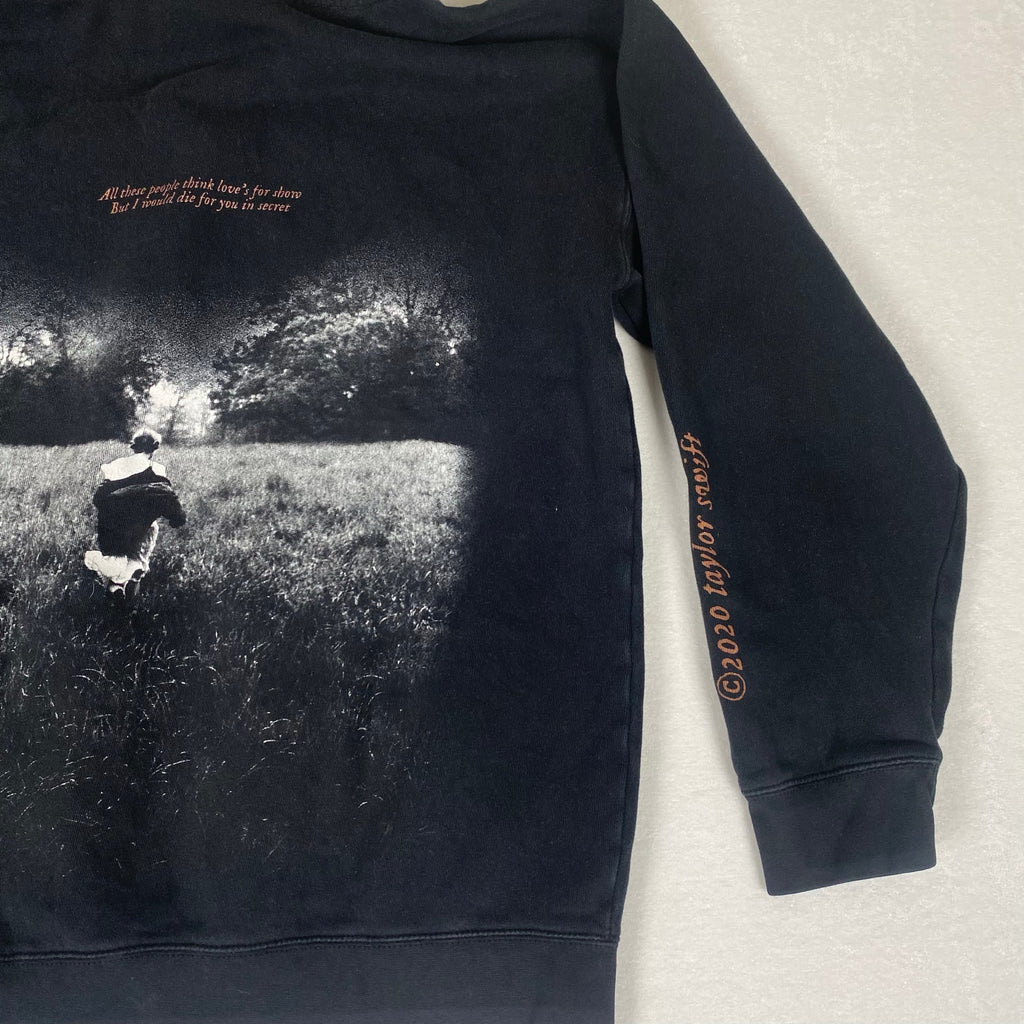 Taylor Swift Folklore Album 2020 Graphic Black Hoodie Sweatshirt Medium