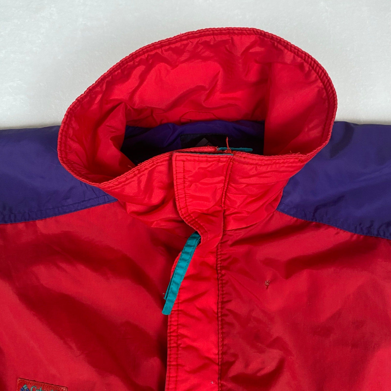 Vintage 90s Columbia Radial Sleeve Powder Keg Purple Red Windbreaker Jacket