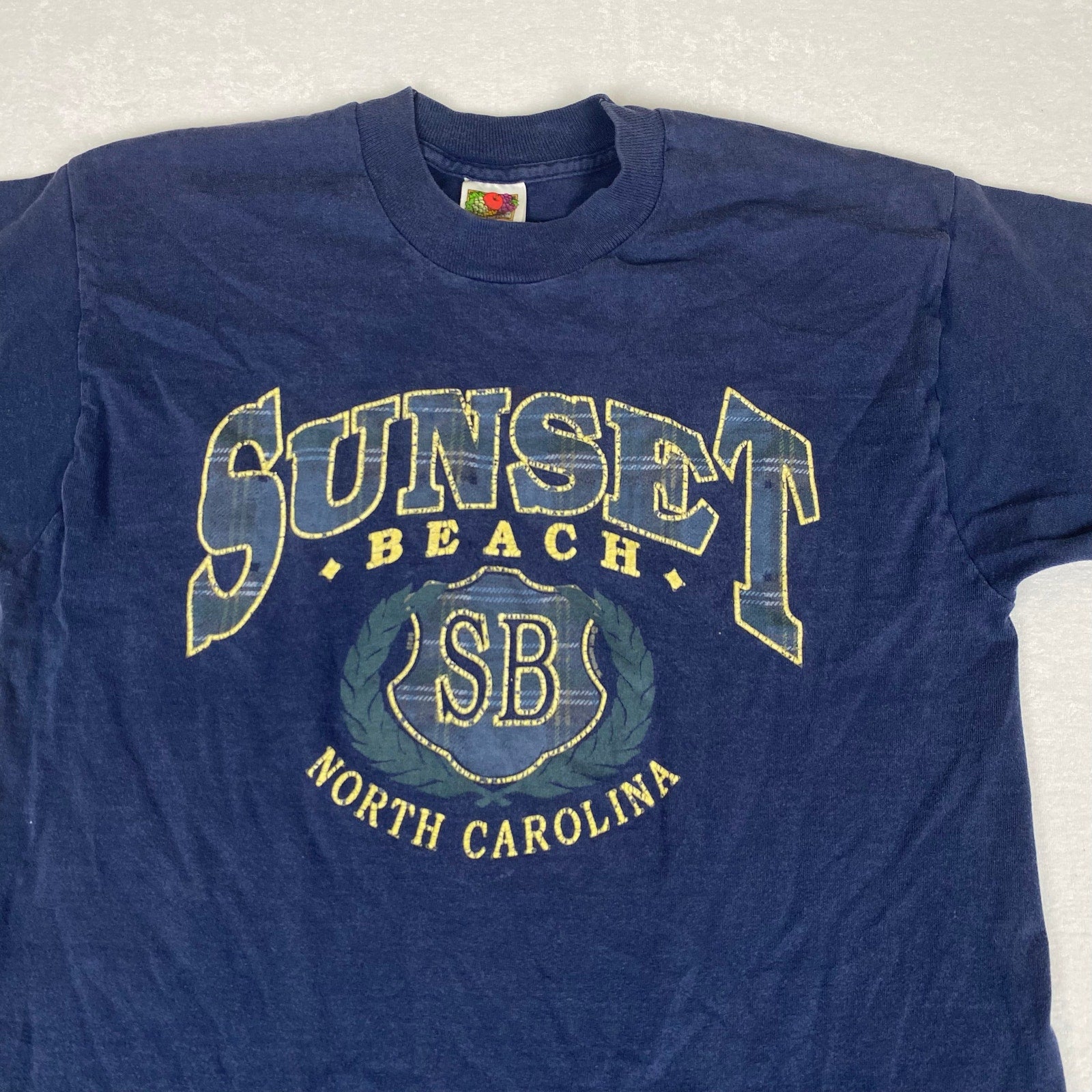 Vintage Single Stitch Sunset Beach North Carolina Navy Blue Cotton Tee