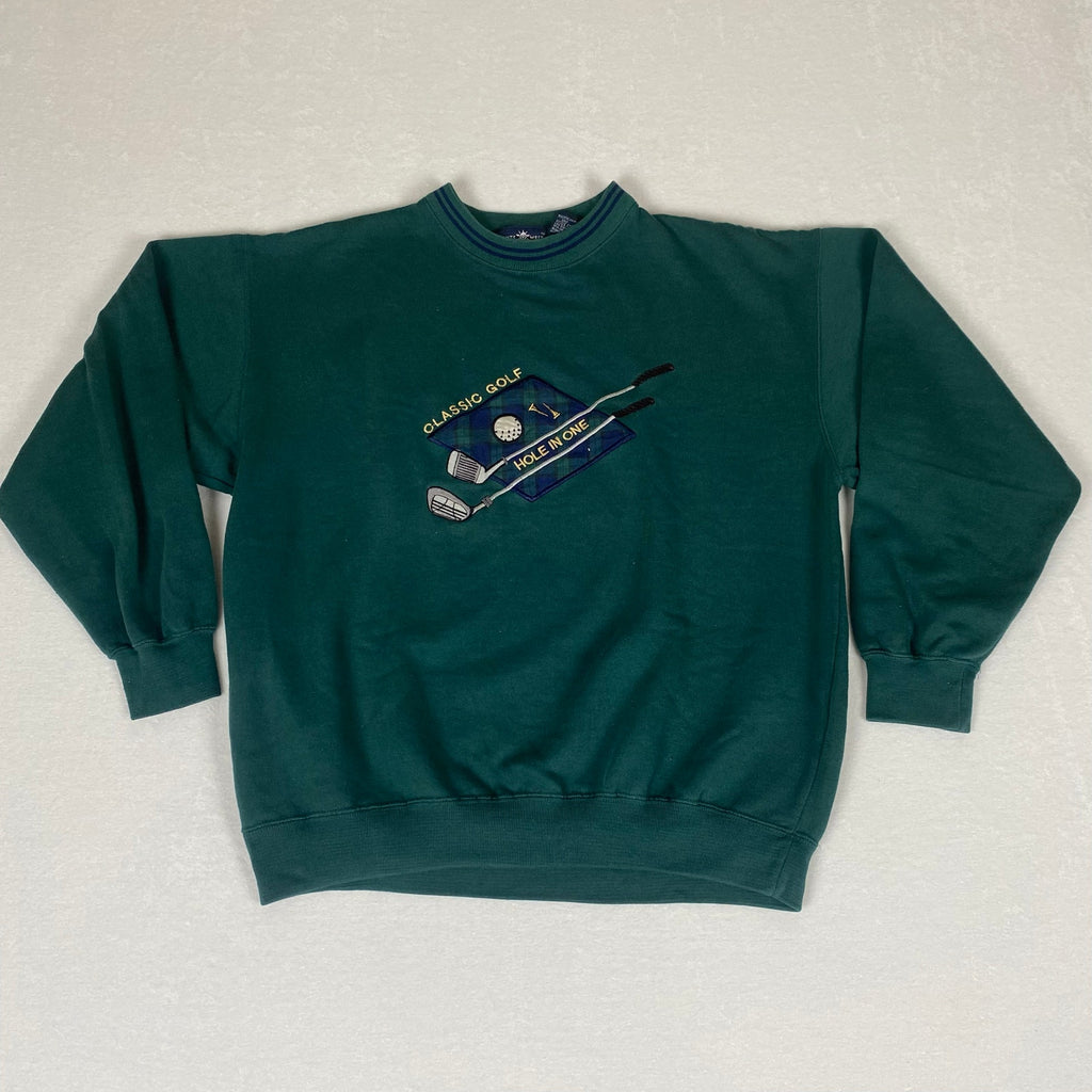 Vintage Classic Golf Put Hole in One Novelty Graphic Green Pullover Sweatshirt