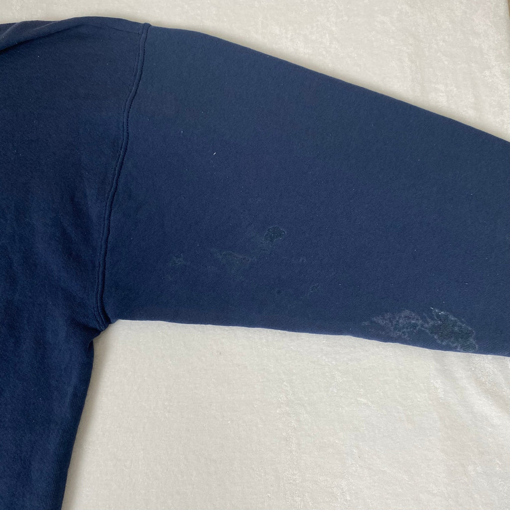 Vintage Made in USA Silver Pond Maine Paint Splatter Distressed Blue Sweatshirt